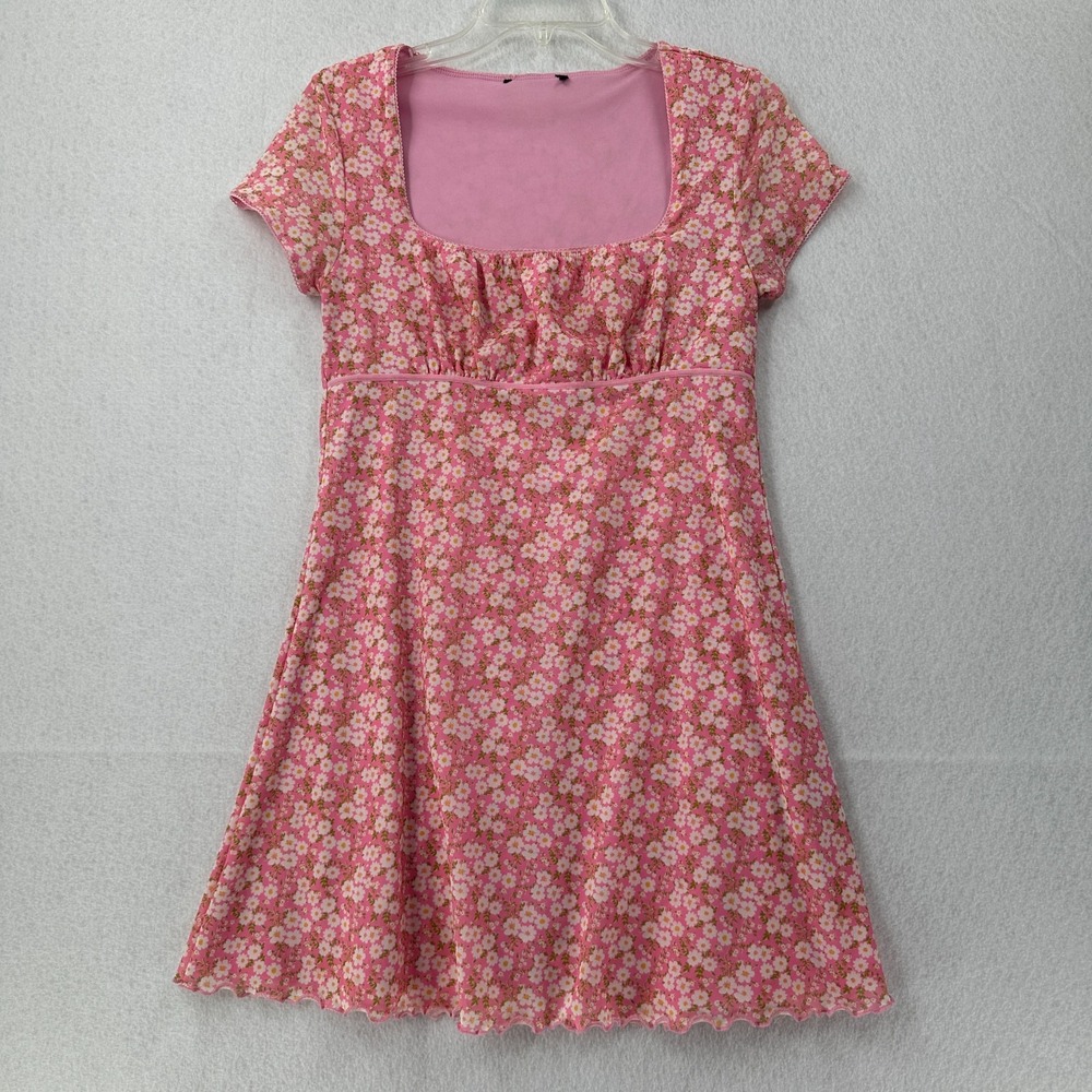 Forever 21 Y2K Cottagecore Feminine Stretch Floral Mesh Mini Dress Sz‎ Small